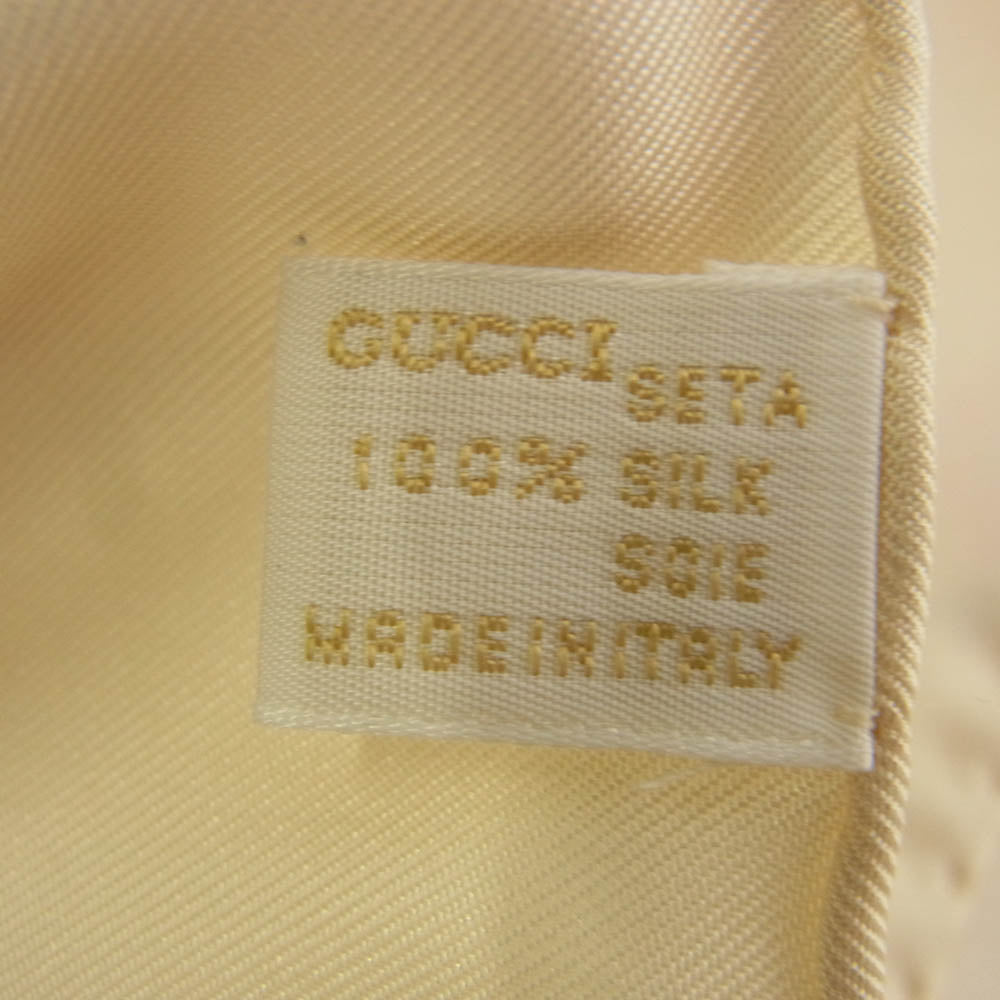 GUCCI グッチ シルク100% OLD オールド 花柄 フラワー スカーフ ホワイト オフホワイト系【中古】