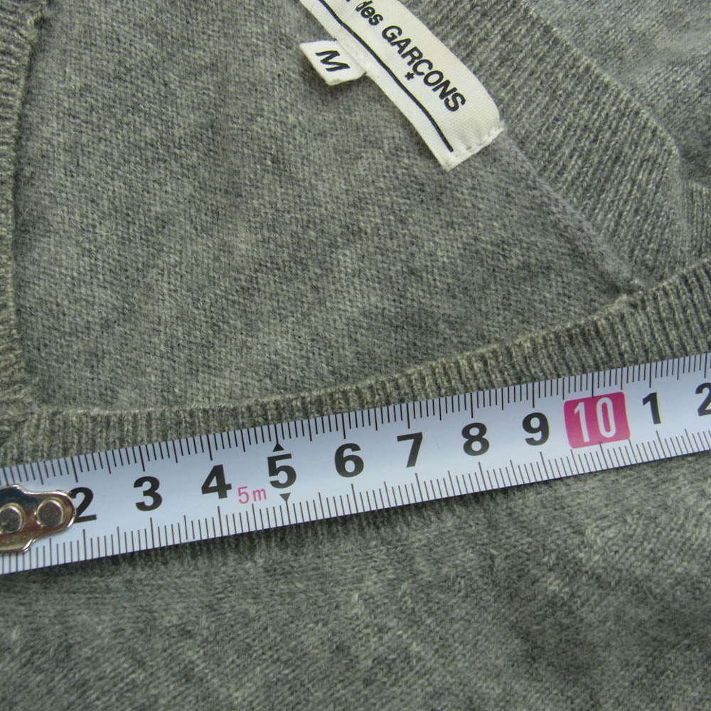 COMME des GARCONS コムデギャルソン OP-N015 本ライン カシミヤ100% Vネック ニット セーター グレー系 M【中古】