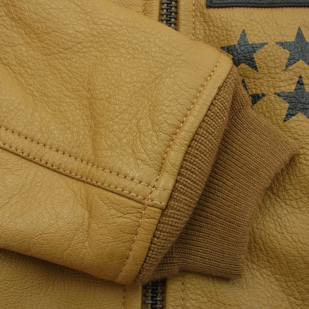 AVIREX アヴィレックス 6261023 ゴートスキン MA-1 UNITED STATES スタッズ レザー ブルゾン フライトジャケット ライトブラウン系【中古】