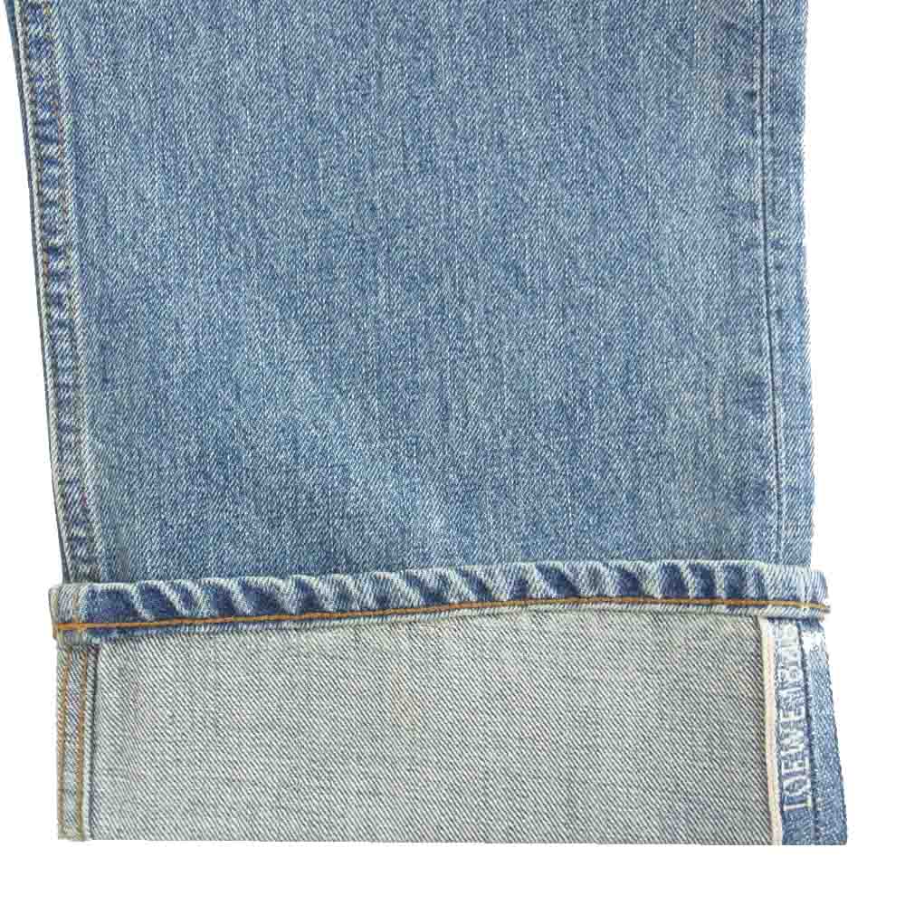 LOEWE ロエベ H526Y11W18 Straight-Leg Jeans In Denim レザーパッチ ストレートレッグ ジーンズ デニムパンツ ヴィンテージブルー インディゴブルー系 50【美品】【中古】