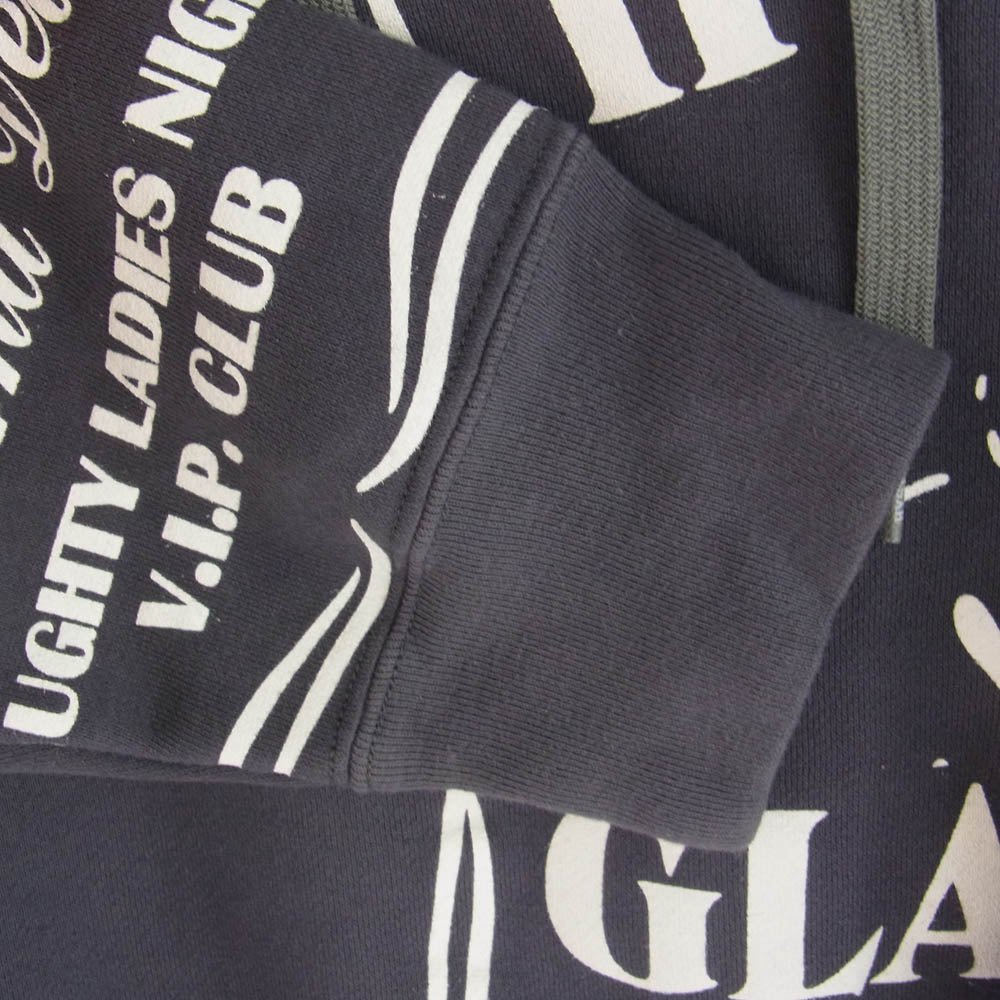 HYSTERIC GLAMOUR ヒステリックグラマー 24AW 02243CF04 HYS WHISKY ヒス ウイスキーラベル ガールプリント パーカー フーディ グレー系 L【新古品】【未使用】【中古】