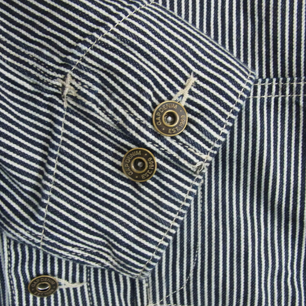 GAP ギャップ 24FW 505680-00 ヒッコリー 襟コーデュロイ レイルロード デニム チョアジャケット ネイビー系 L【中古】