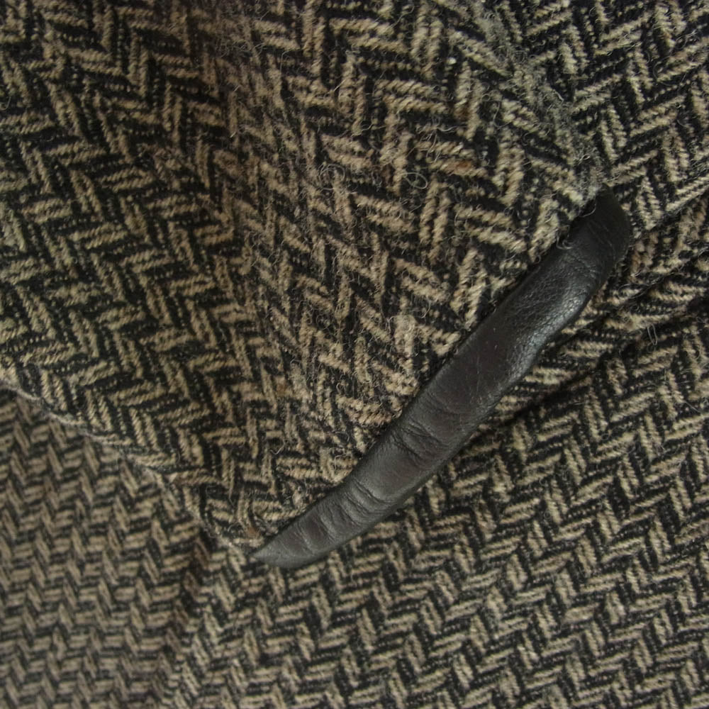 マサオシミズ ウール 襟レザー ヘリンボーン ライダース ジャケット ブラック系 グレー系 2【中古】