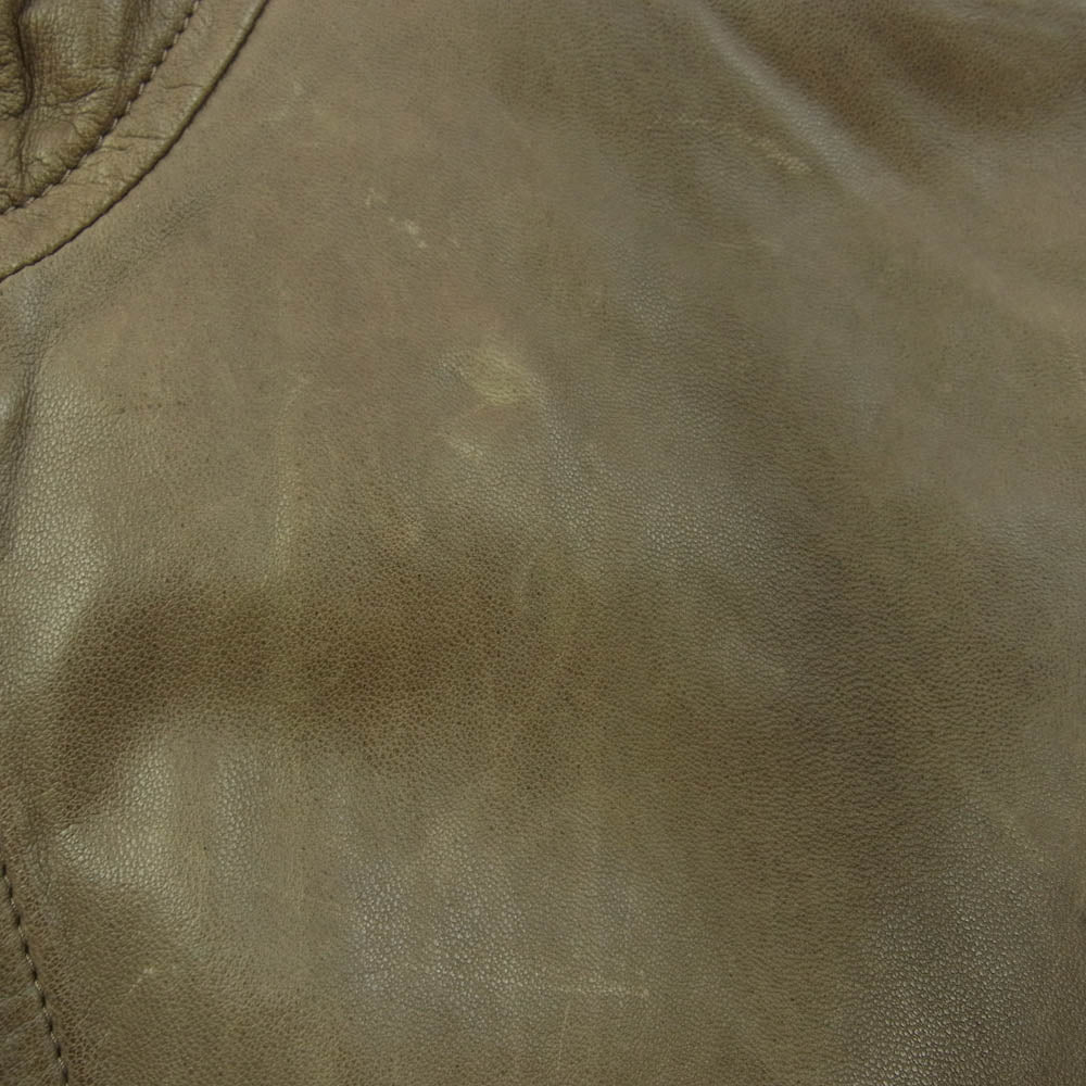 Rick Owens リックオウエンス RU8763 国内正規品 イーストランドタグ ラムレザー シングル ライダース ジャケット ダストカラー ブラウン系 XS【中古】