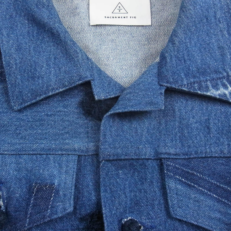 vintage 異素材リメイク変形デニムジャケットブルゾン 個性的 グランジ vintage 異素材リメイク変形デニムジャケットブルゾン 個性的