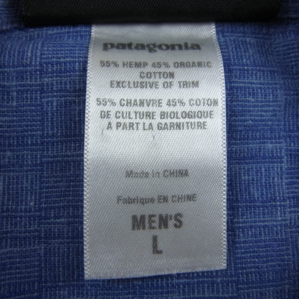 patagonia パタゴニア 53155S8 00s ヘンプ オーガニック コットン 半袖 シャツ ブルー系 L【中古】