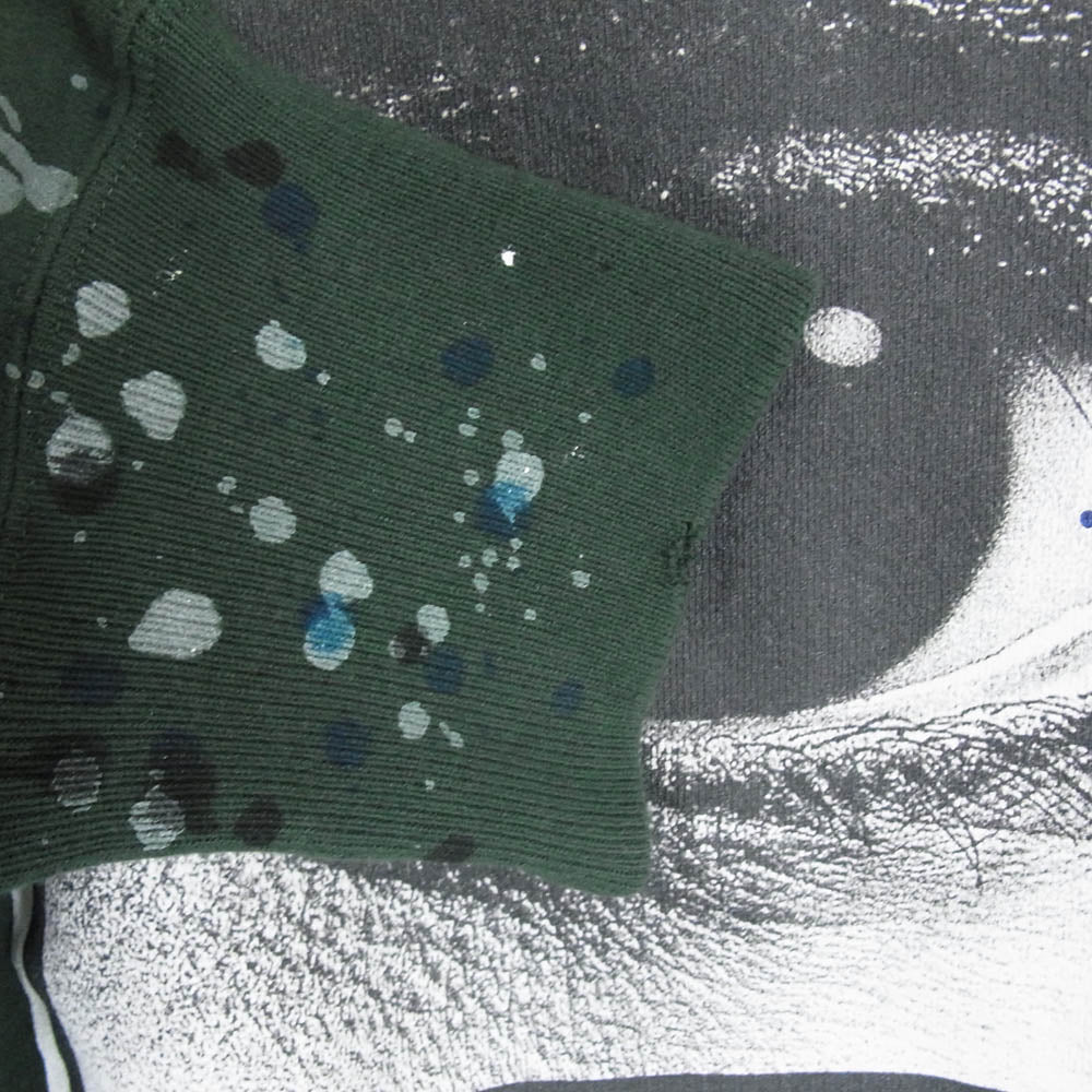 ナインティーンエスオー 23AW EYE KNOW ダメージ ペイント 加工 スウェット グリーン系 M【中古】