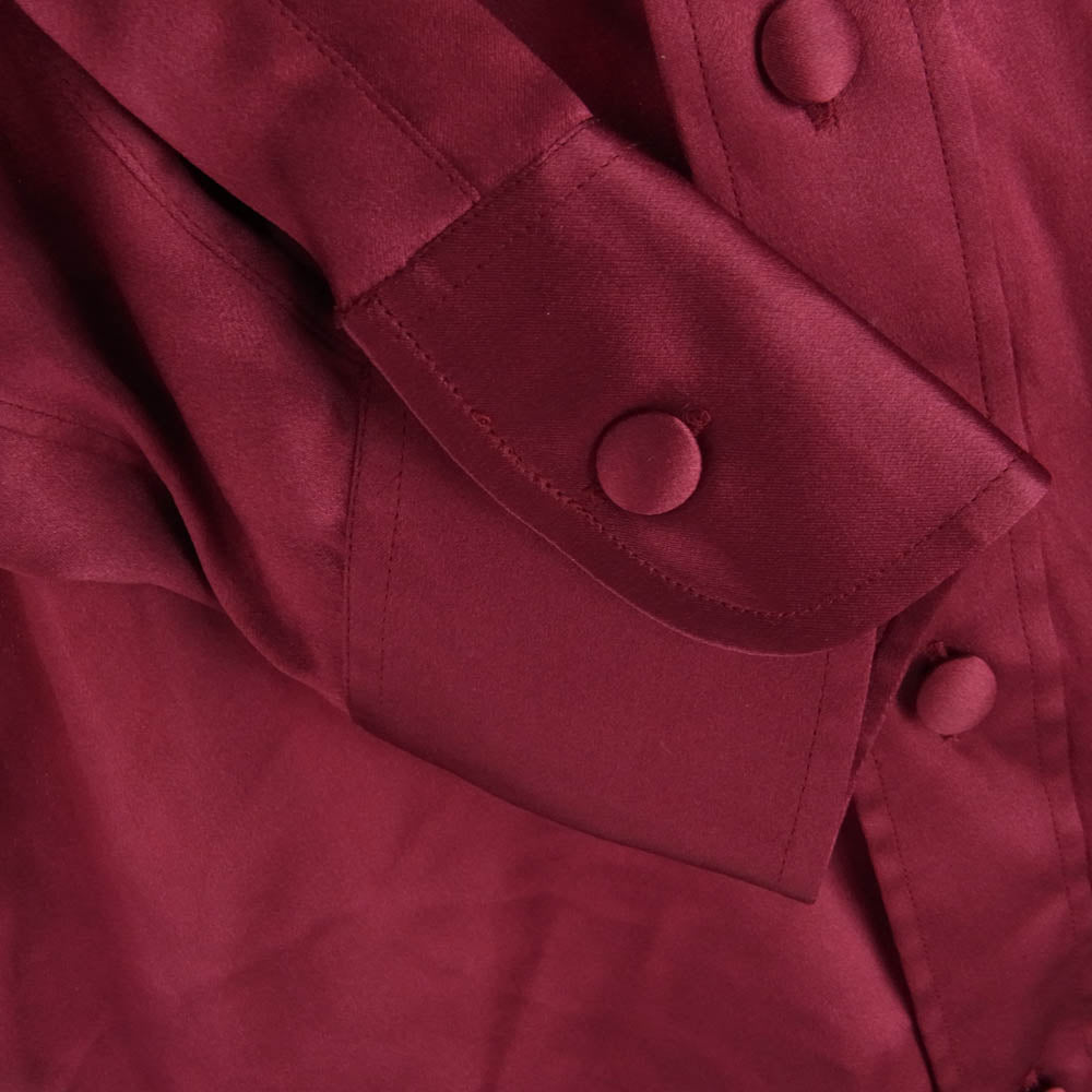 シャルべ フランス製 ALL SILK シルク100% ドレス シャツ ワインレッド系 XS【中古】