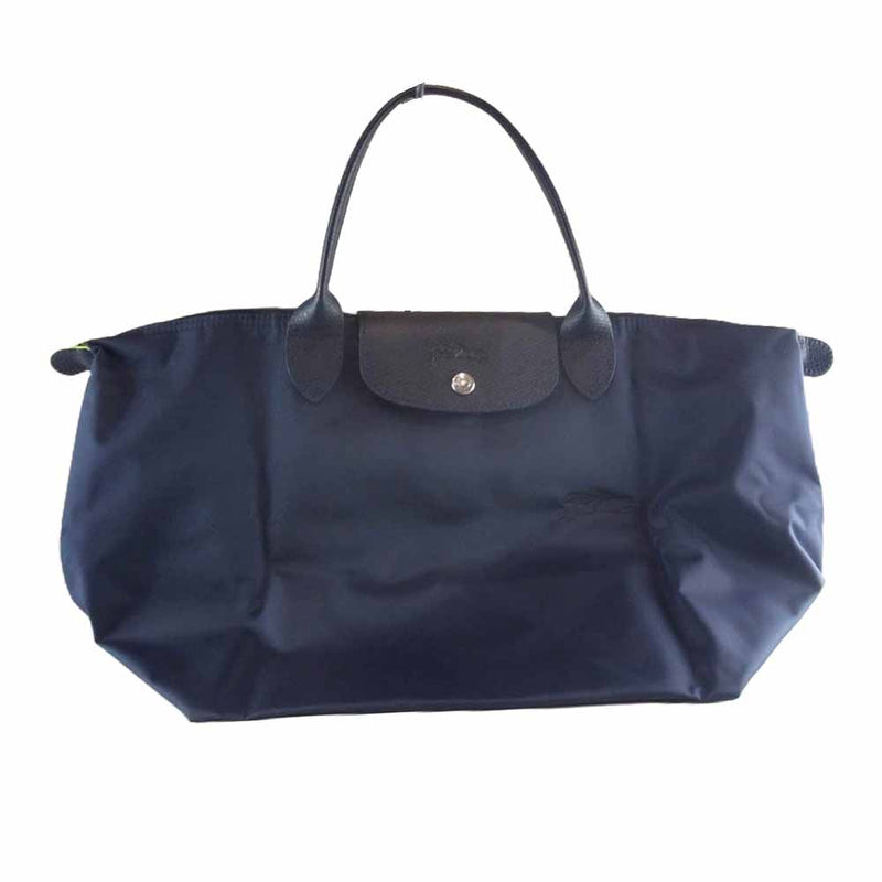 Longchamp ロンシャン ル プリアージュ M DEPOSEハンドバッグ 折りたたみ トートバッグ ネイビー系【美品】【中古】