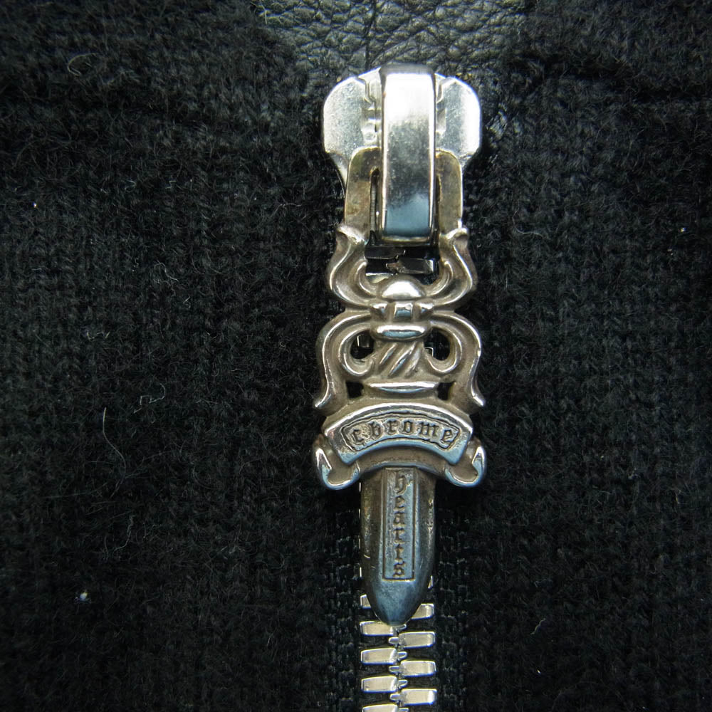 CHROME HEARTS クロムハーツ(原本無) クロスパッチ カシミヤ フード ノースリーブ ベスト ダガー ジップ ブラック系 L【中古】