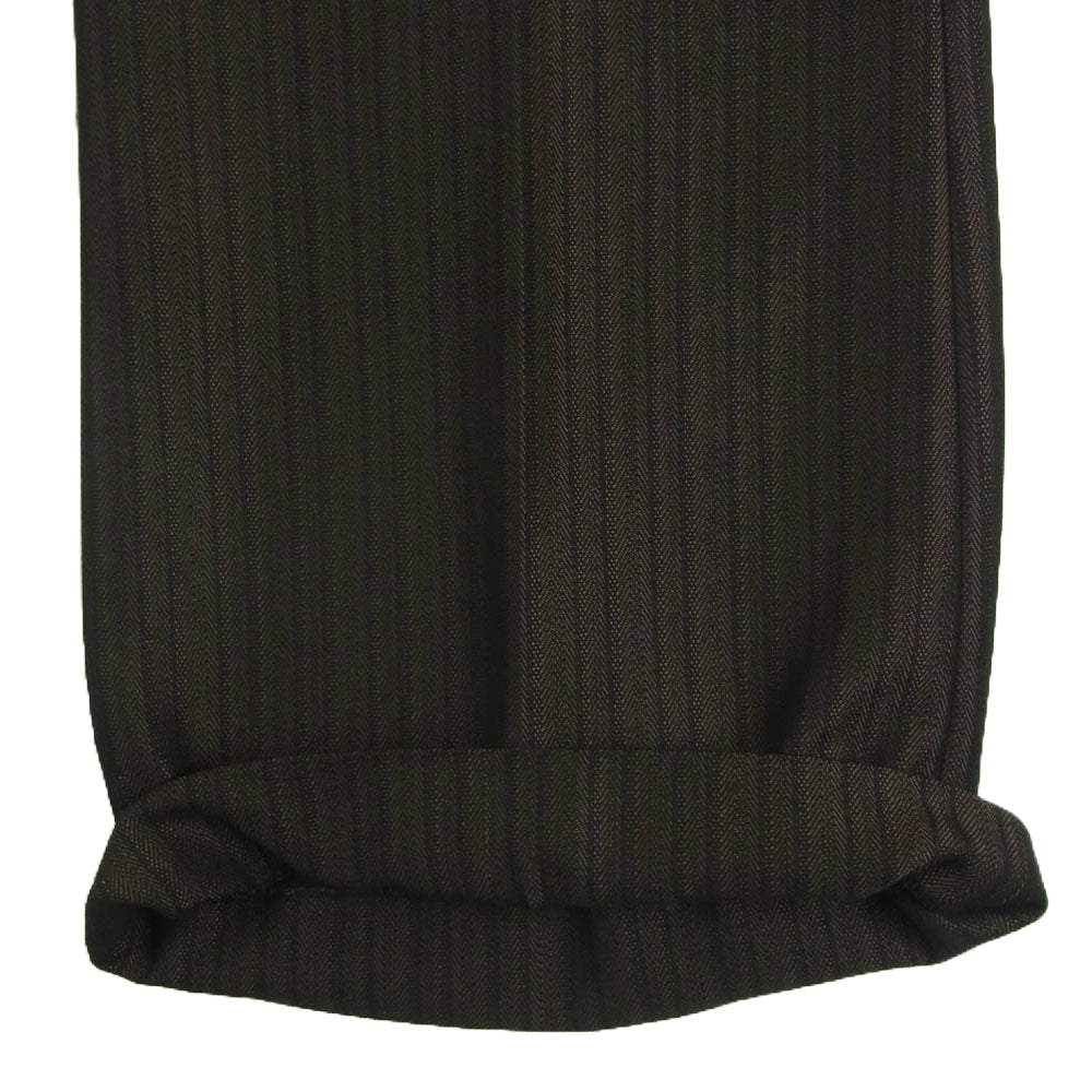 SASQUATCHfabrix. サスクワァッチファブリックス 22AW 22AW-PA9-014 FLARE SILHOUETTE SLACKS ヘリンボーン柄 ストライプ ワイド スラックス パンツ ダークブラウン系 M【中古】