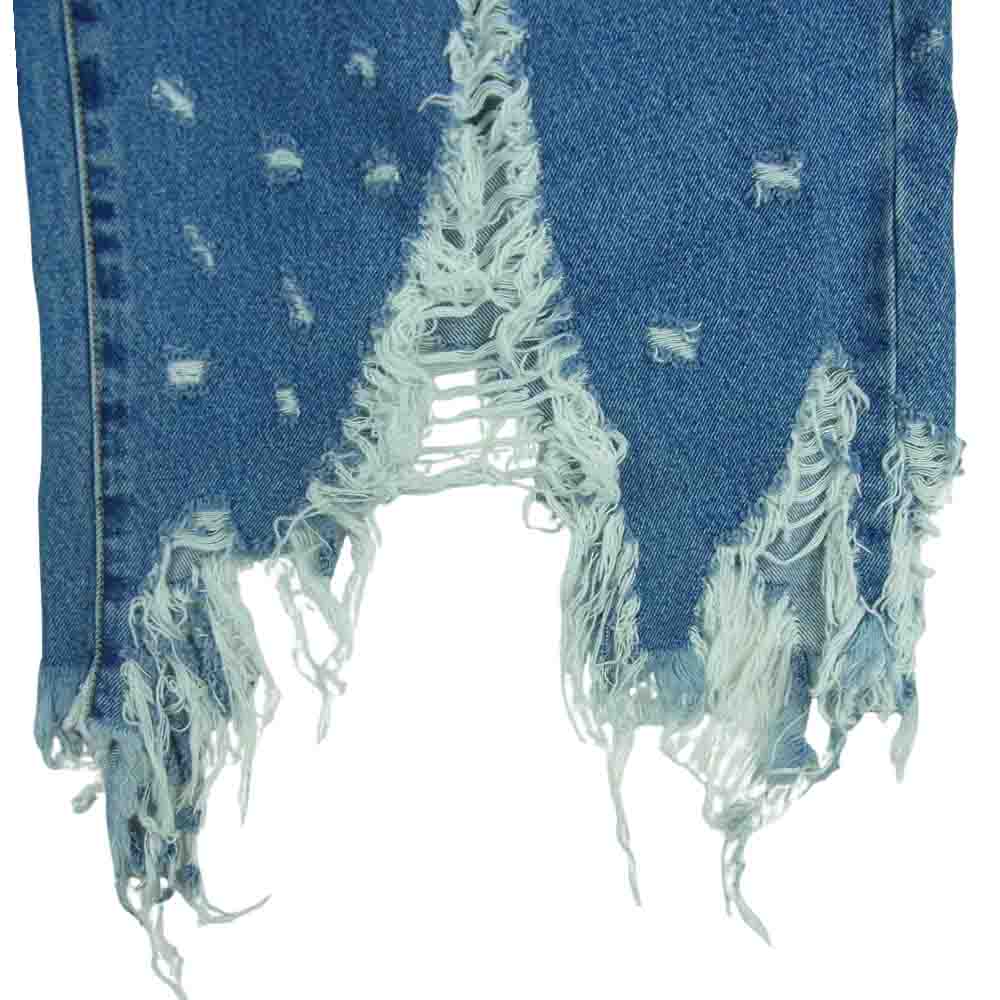 ダブレット 23SS 23SS05PT213 DESTROYED DENIM PANTS デストロイ ワイド デニム パンツ ジーンズ インディゴブルー系 S【中古】