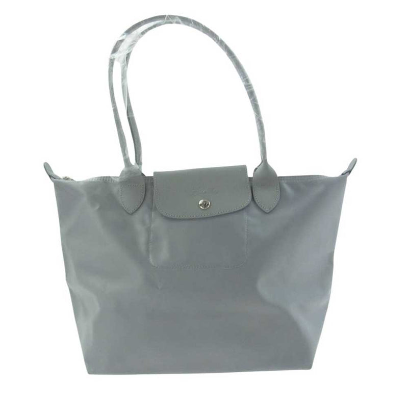 Longchamp ロンシャン ル プリアージュ M 折りたたみ ナイロン バッグ グレー系【美品】【中古】