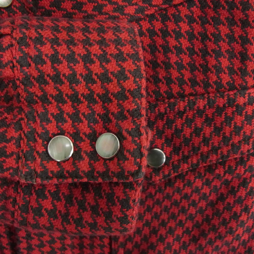 THE FLAT HEAD ザフラットヘッド 千鳥柄 ヘビー ネル ウエスタン シャツ レッド系 40【中古】