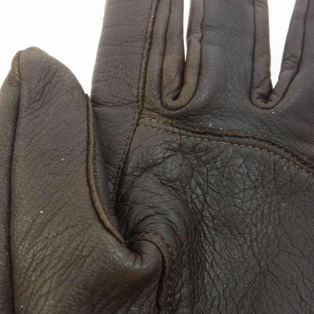 THE FLAT HEAD ザフラットヘッド DEER SKIN GLOVE ディアスキン グローブ レザー 手袋 ダークブラウン系 M【中古】