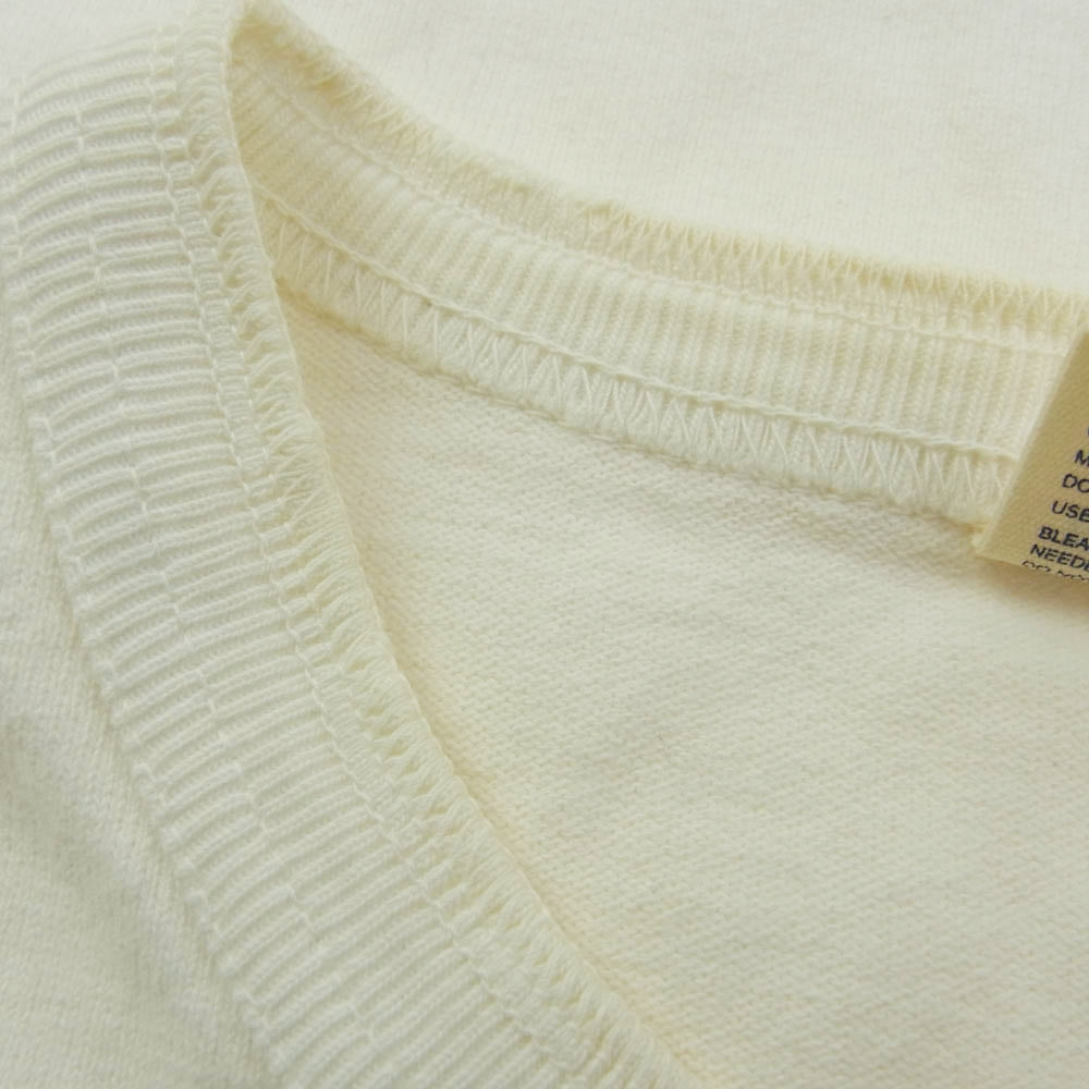 THE FLAT HEAD ザフラットヘッド Riding Stall ロゴ ヘンリーネック Tシャツ ホワイト系 L【中古】