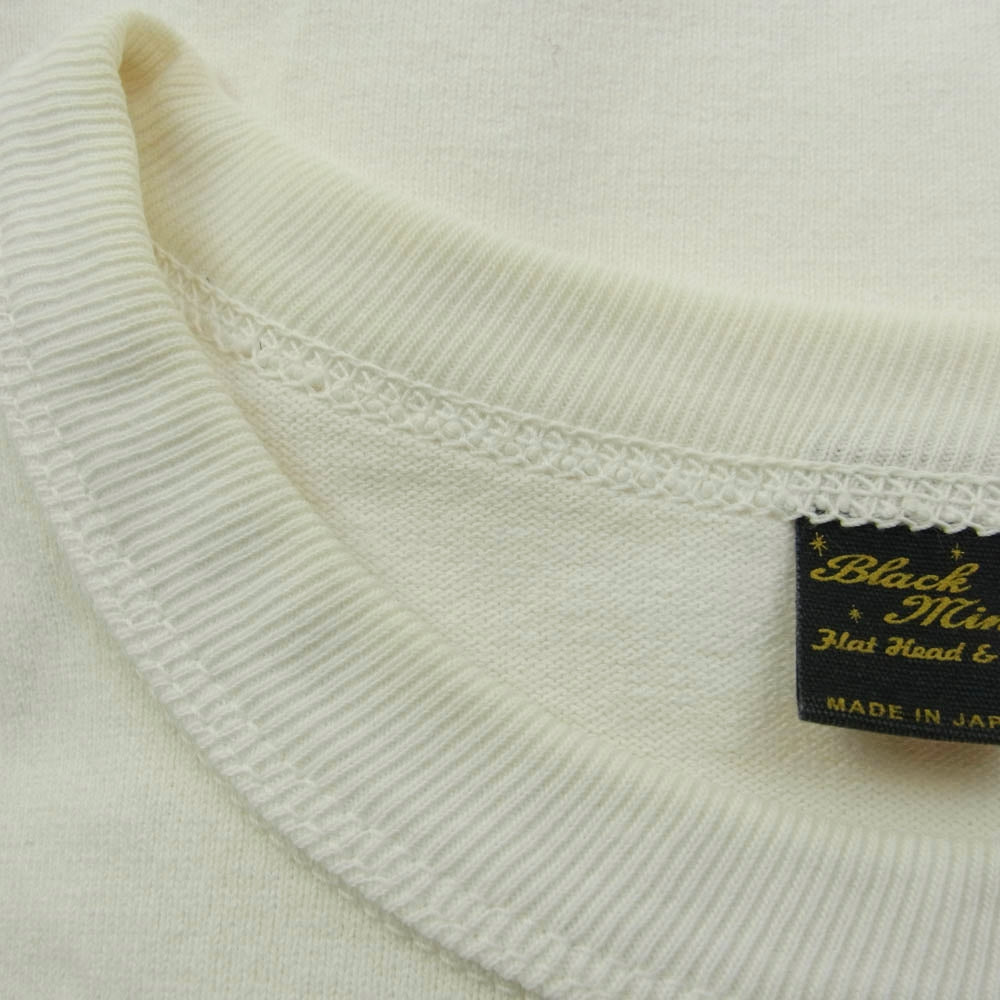 THE FLAT HEAD ザフラットヘッド Black Mint ブラック ミント ロゴ 半袖 Tシャツ ホワイト系 40【中古】