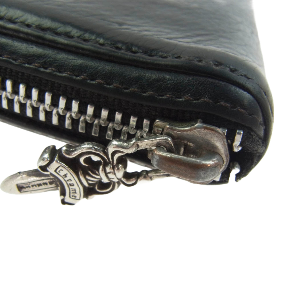 CHROME HEARTS クロムハーツ(原本無) REC F ZIP 3セメタリー クロスパッチ ラウンド ファスナー ウォレット 長財布 ブラック系【中古】