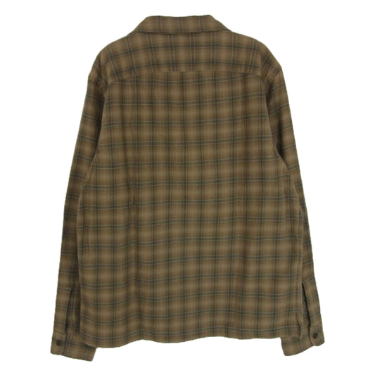 RRL ダブルアールエル 開襟 オープンカラー長袖 チェック ネル シャツ ブラウン系 M【中古】