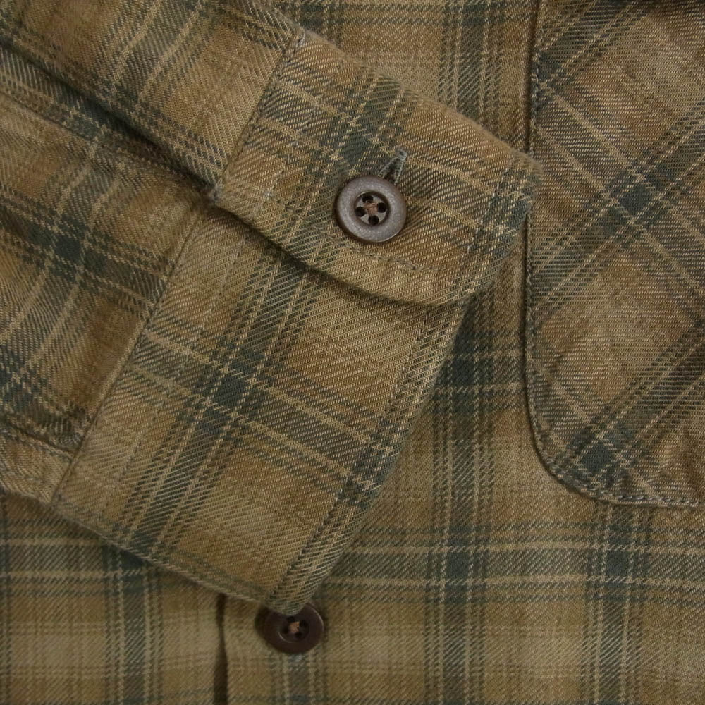 RRL ダブルアールエル 開襟 オープンカラー長袖 チェック ネル シャツ ブラウン系 M【中古】
