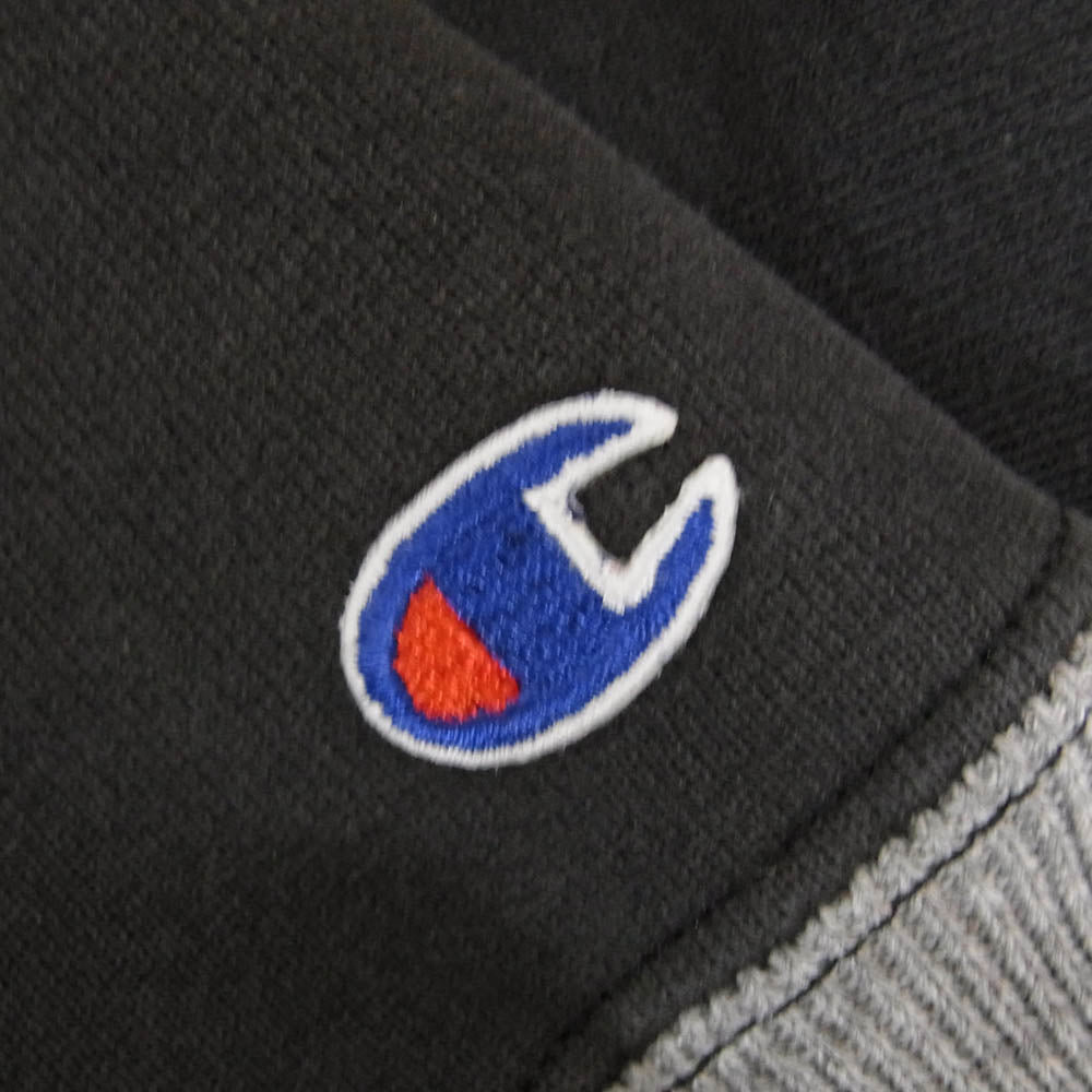 Champion チャンピオン 90s リブライン リバースウィーブ スウェット 刺繡タグ クルーネック ブラック系 M【中古】