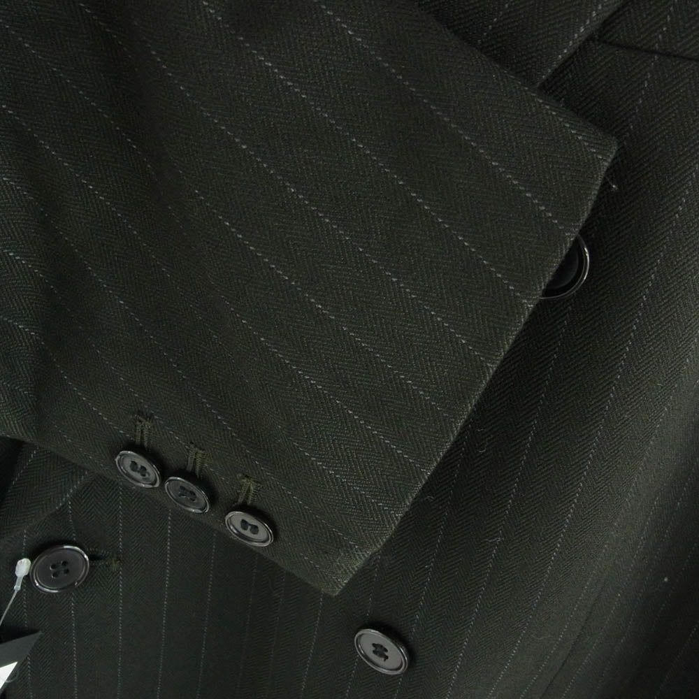 シュウ オム フェム 20SS H20ss-12 DOUBLE OVER JKT ストライプ柄 ダブル テーラード ジャケット カーキ系 2【新古品】【未使用】【中古】
