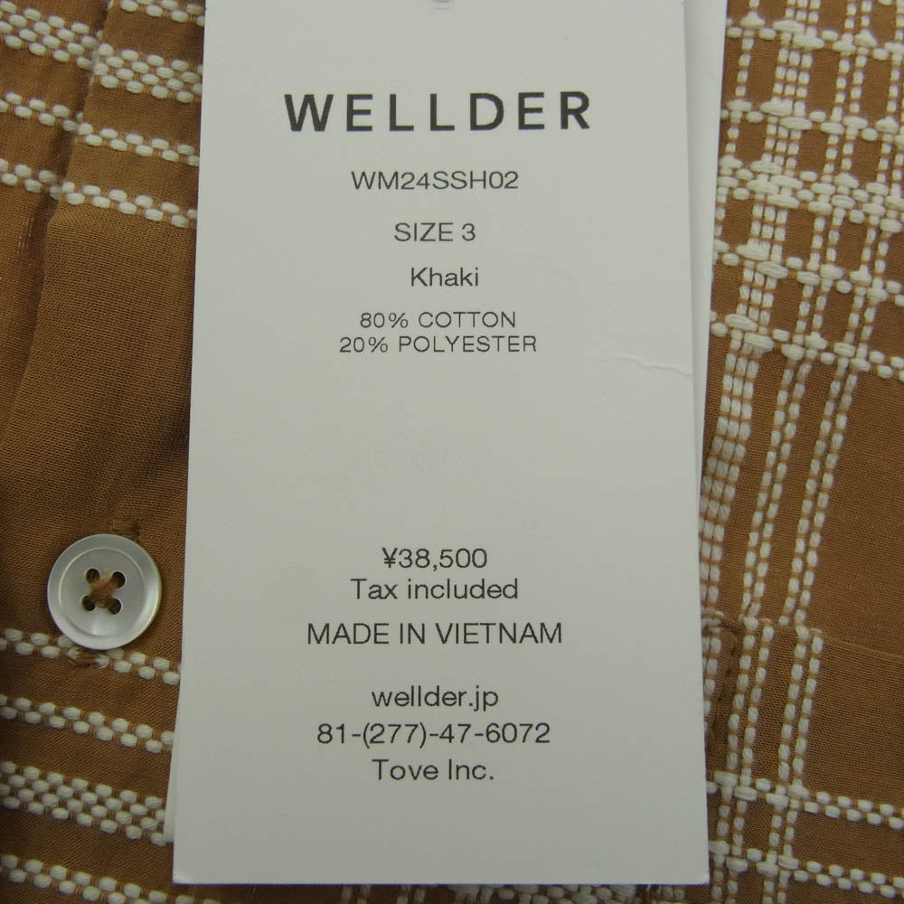 ウェルダー 24SS WM24SSH02 Wide Silhouette Shirts チェック柄 ワイド シルエット シャツ 長袖 Khaki 3【新古品】【未使用】【中古】