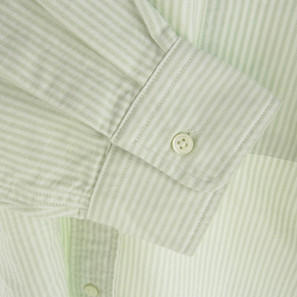 THE NORTH FACE ノースフェイス NT3301N PURPLE LABEL Cotton Polyester Stripe OX B.D. Shirt Sax パープル レーベル コットン ポリエステル ストライプ ボタンダウン 長袖 シャツ ライトグリーン系 S【極上美品】【中古】