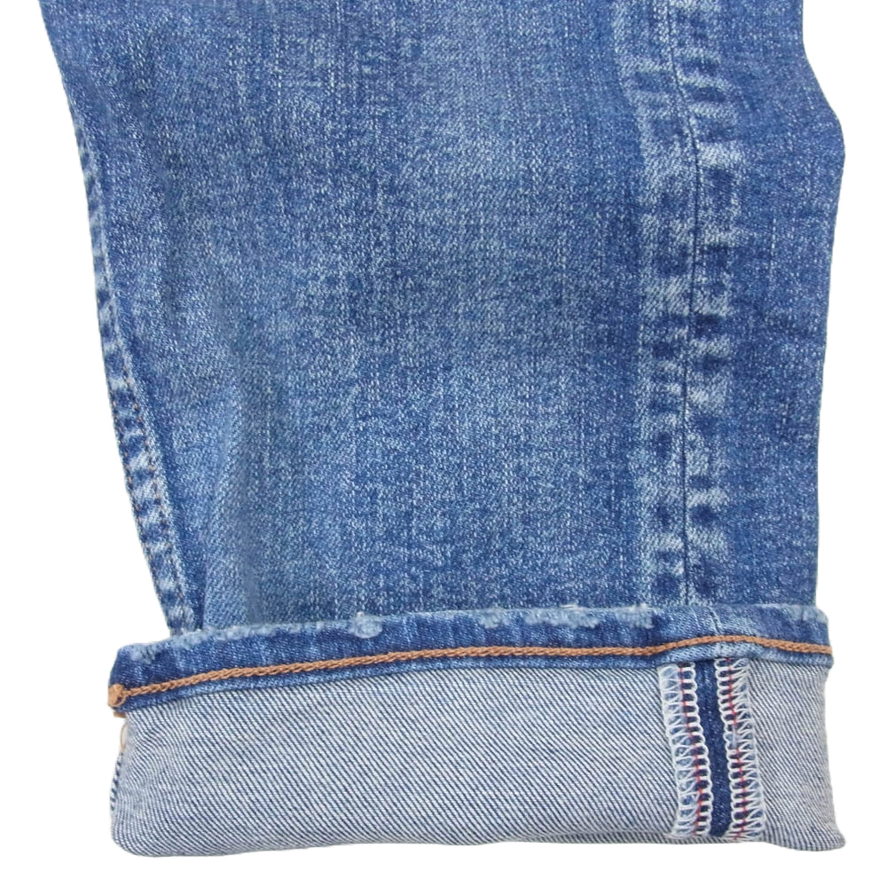 TMT ティーエムティー TPT-F2105 HYBRID-STRETCH DENIM 5P TIGHT TAPERED ダメージ加工 テーパード デニム パンツ インディゴブルー系 L【中古】