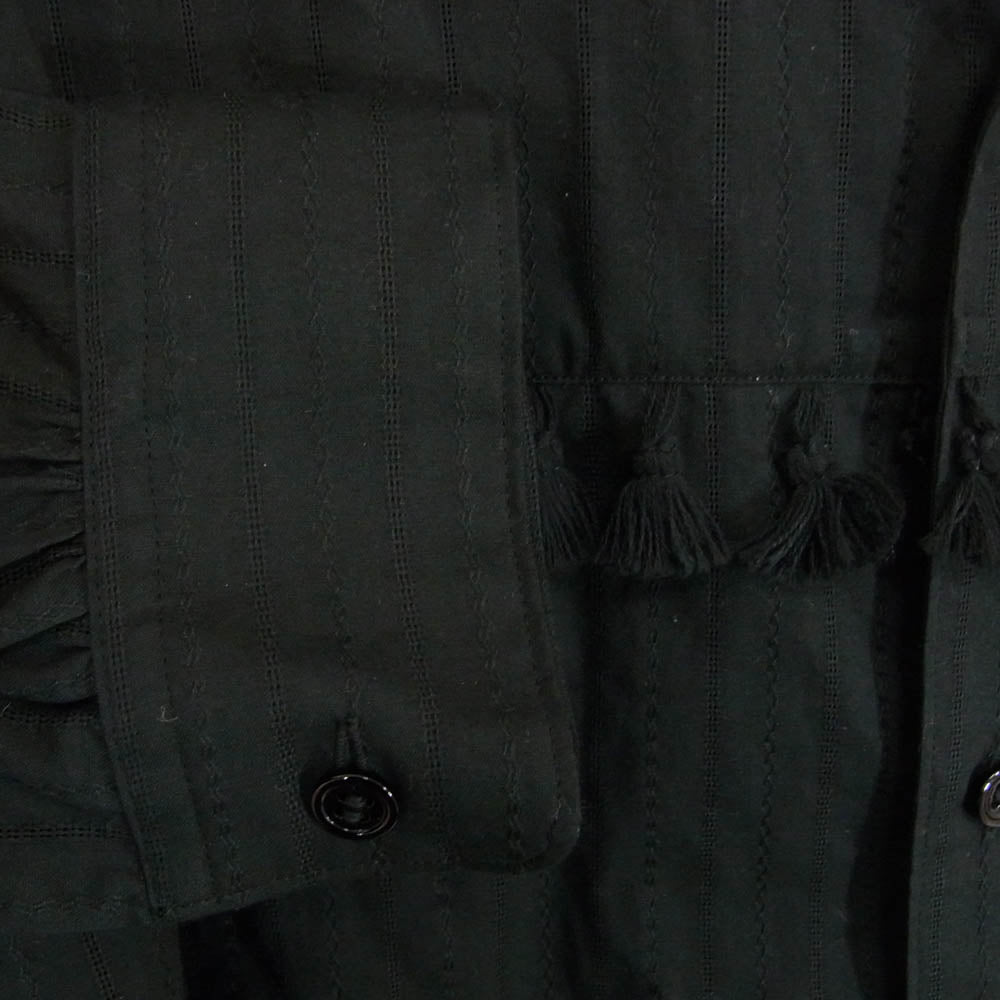 UNUSED アンユーズド 24SS US2438-C003S3 Long sleeve fringe shirt フリンジ オープンカラー 長袖 シャツ ブラック系 3【新古品】【未使用】【中古】