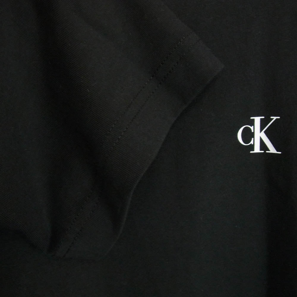 CALVIN KLEIN カルバンクライン 24AW J326901 CK ロゴプリント クルーネック 長袖 Tシャツ カットソー ブラック系 XL【美品】【中古】