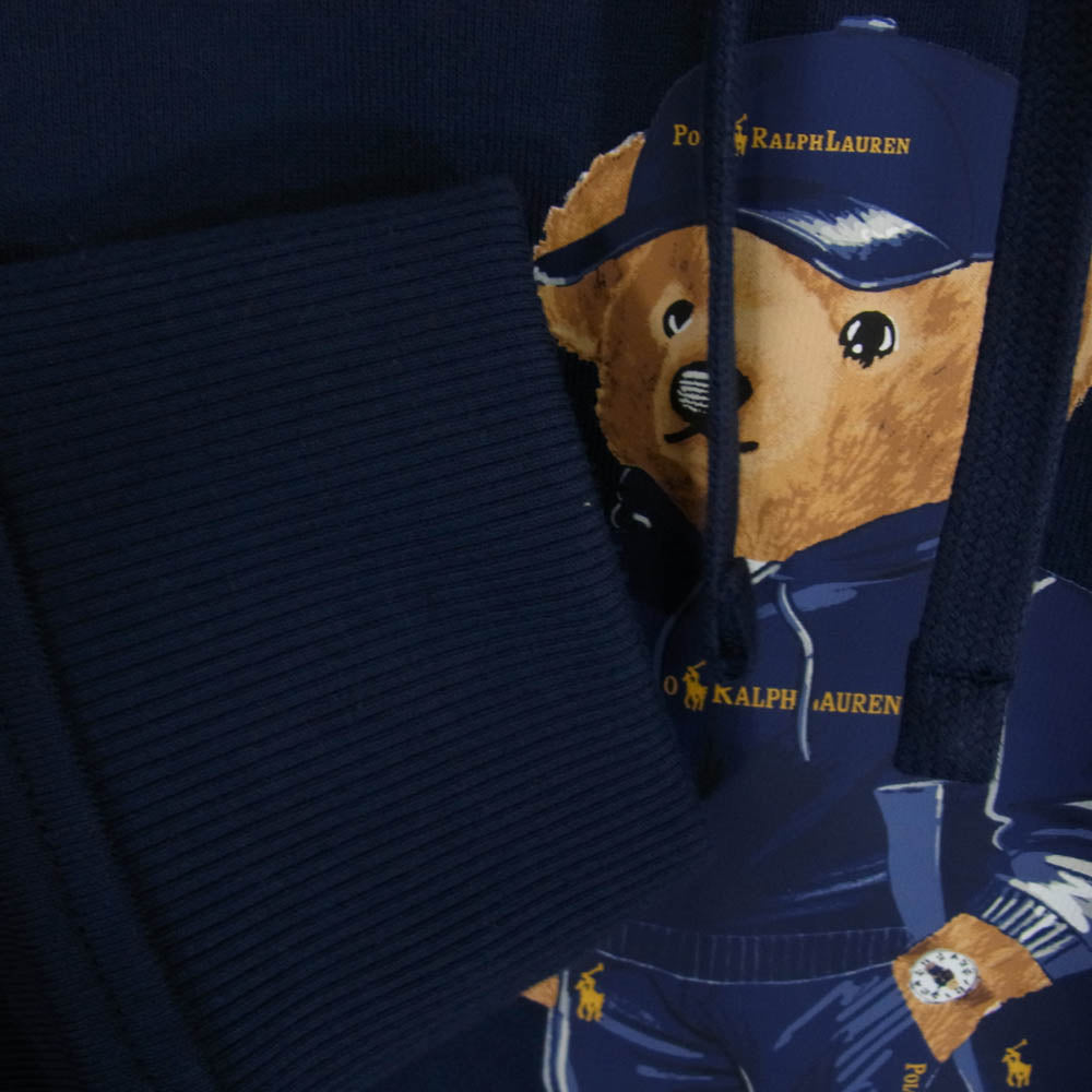 POLO RALPH LAUREN ポロ・ラルフローレン BEAMS ビームス別注 LIMITED EDITION リミテッドエディション Navy and Gold Logo Collection ポロベア プルオーバー パーカー フーディ ネイビー系 M【美品】【中古】