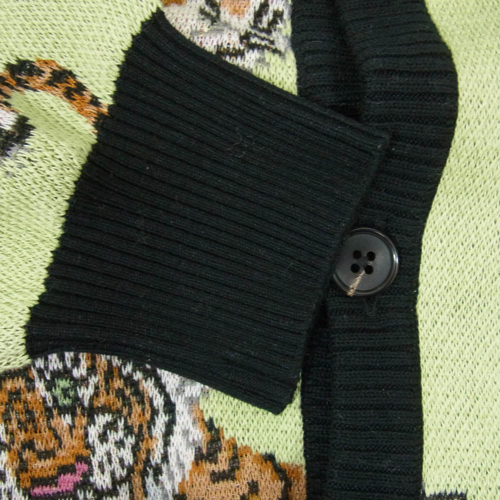 WACKO MARIA ワコマリア 24SS Tim Lehi Jacquard Cardigan ティムリーハイ タイガー デザイン コットン カーディガン ライトグリーン系 M【中古】