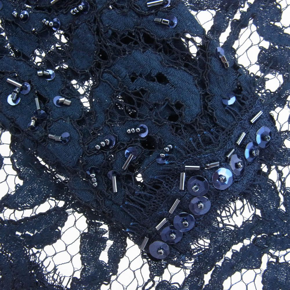 TADASHI SHOJI タダシショージ レース スパンコールビジューエンブロイダリ― ボレロカーディガン ネイビー系【中古】