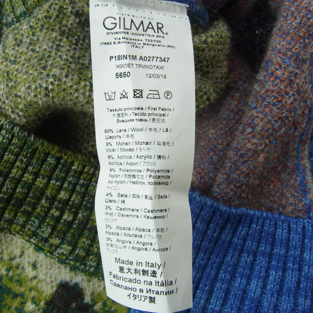 ヌメロヴェントゥーノ 18AW イタリア製 モヘヤ カシミヤ 混 MOTEL デザイン ニット ベスト 44【新古品】【未使用】【中古】