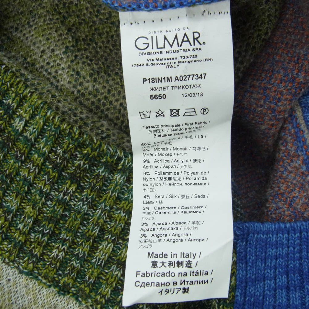 ヌメロヴェントゥーノ 18AW イタリア製 モヘヤ カシミヤ 混 MOTEL デザイン ニット ベスト 48【新古品】【未使用】【中古】
