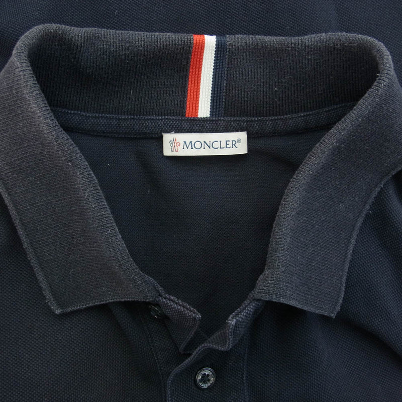 MONCLER モンクレール MAGLIA POLO MANICA CORTA ロゴ ワッペン 半袖 ポロシャツ ネイビー ネイビー系 M【中古】