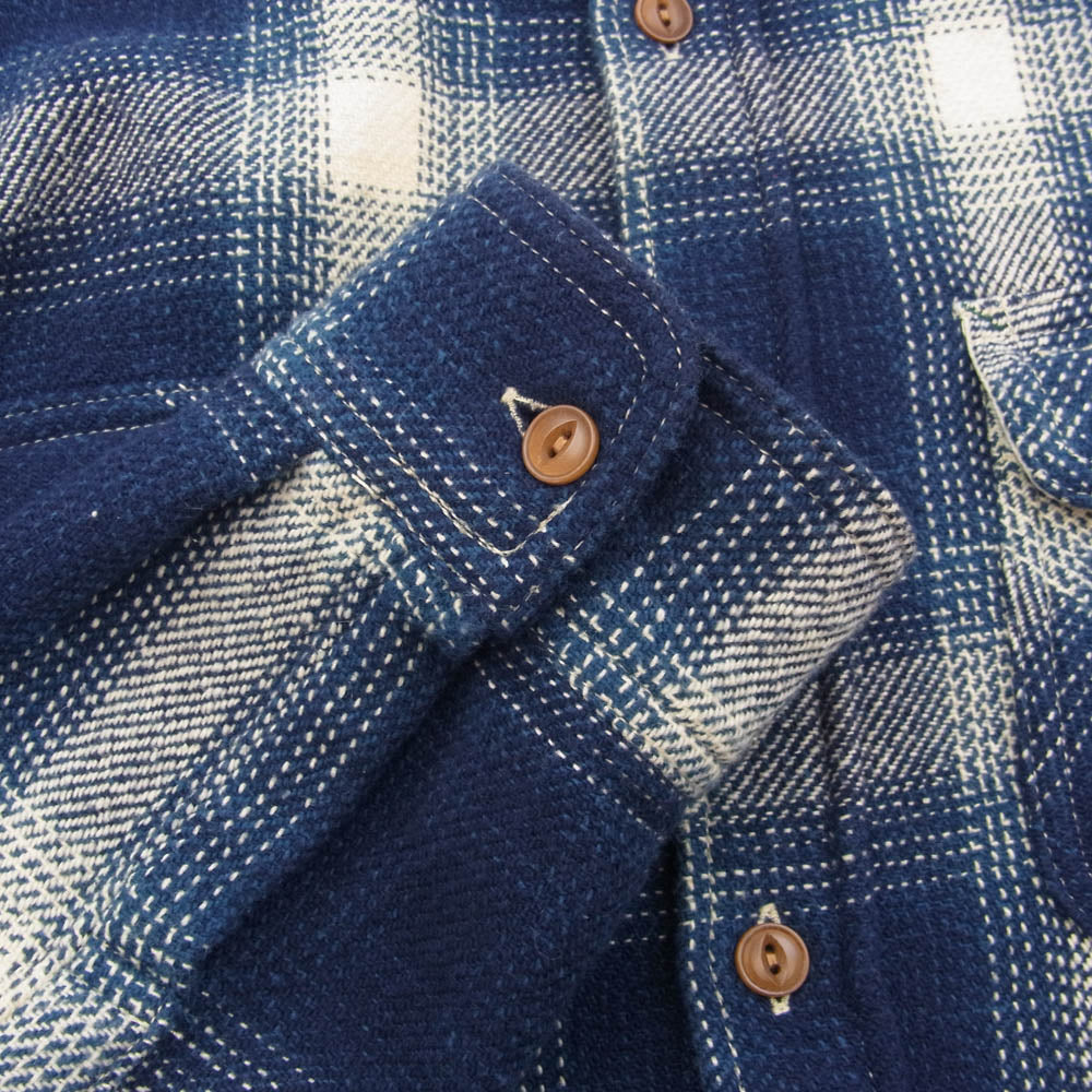 BURGUS PLUS バーガスプラス ヘヴィーオンス コットン チェック 長袖 シャツ ブルー系 L【中古】