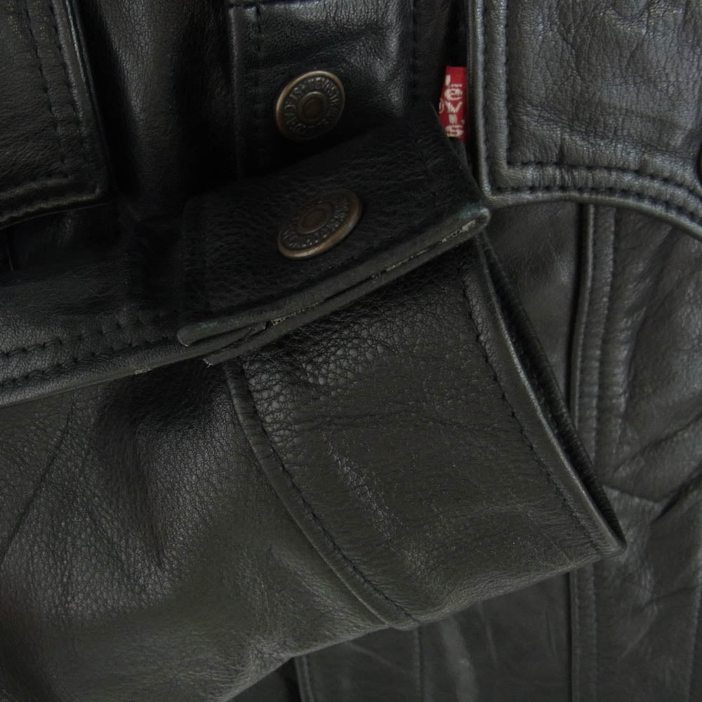 Levi's リーバイス USA製 レザー トラッカー ジャケット ブラック系 40【中古】