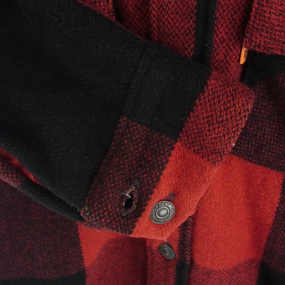 Denime ドゥニーム 裏地キルティング ウール バッファロー チェック CPO ジャケット レッド系 M【中古】
