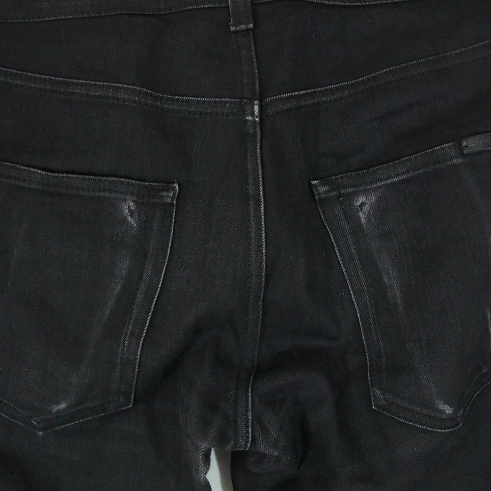SAINT LAURENT サンローラン 638498 YO500 ブラックデニム ストレッチ スキニー デニム パンツ ブラック系 28【中古】
