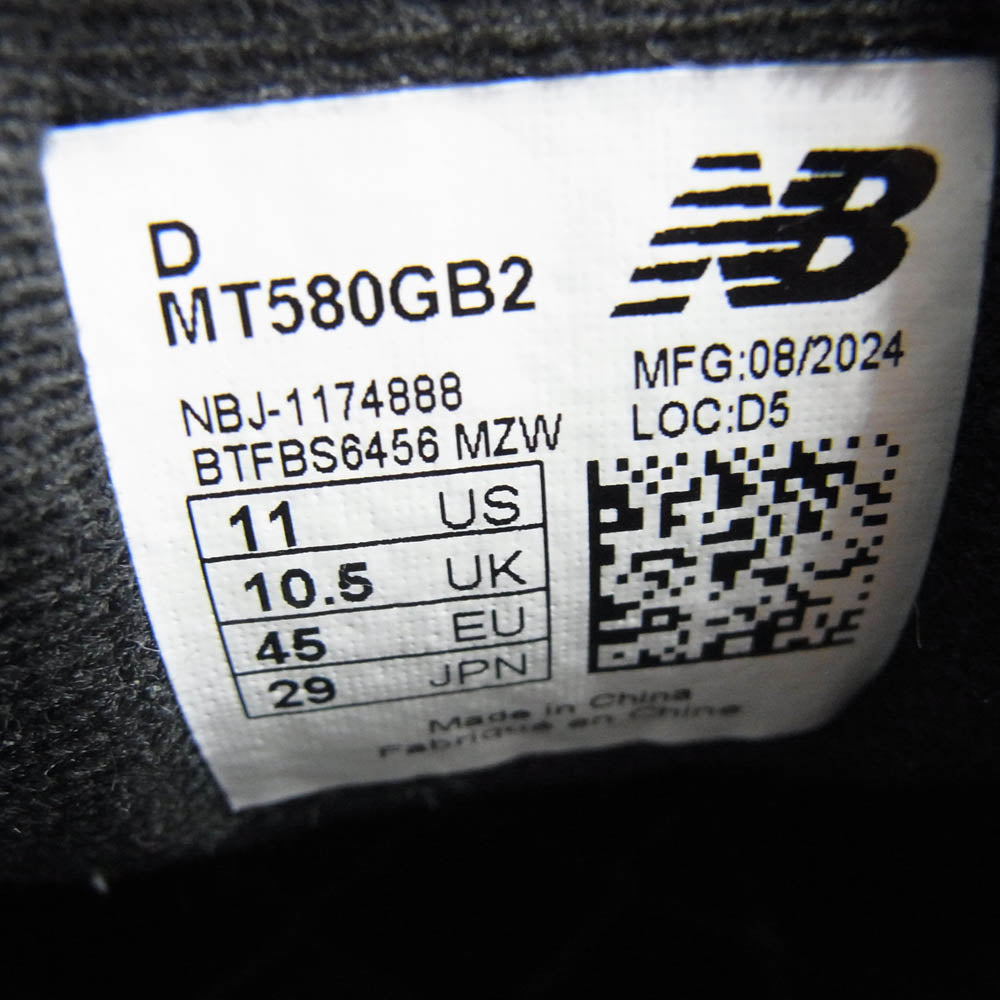 NEW BALANCE ニューバランス MT580GB2 × mita sneakers ミタスニーカーズ 580 OG Combo コンボ スニーカー カーキ系 ブラウン系 29cm【中古】