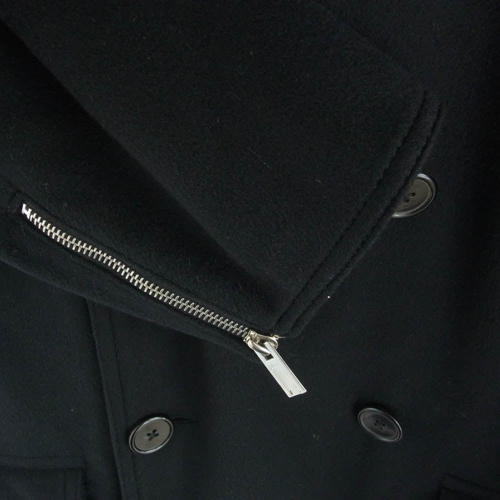 HERMES エルメス 国内正規品 エルメスジャポンタグ フランス製 カシミヤ100% ダブルブレスト ジップポケット ロングコート ブラック系 52【中古】