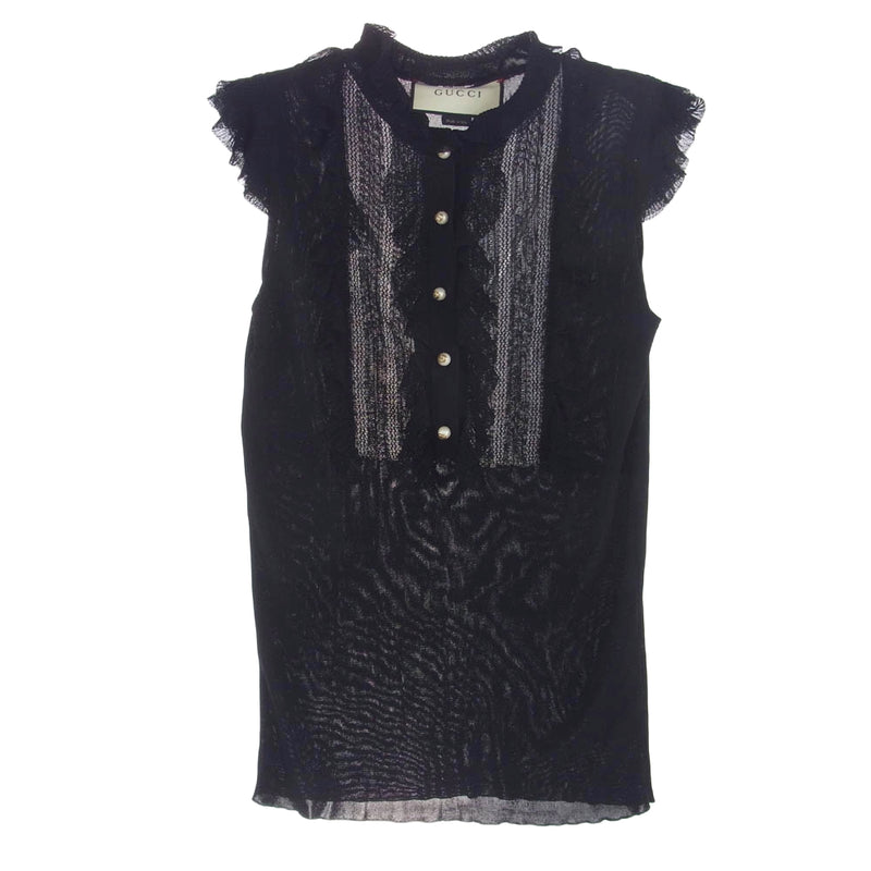 GUCCI - GUCCI グッチ 411309 GGパール ノースリーブニット カットソー ブラック系【中古】 GUCCI グッチ 411309 GGパール ノースリーブニット カットソー