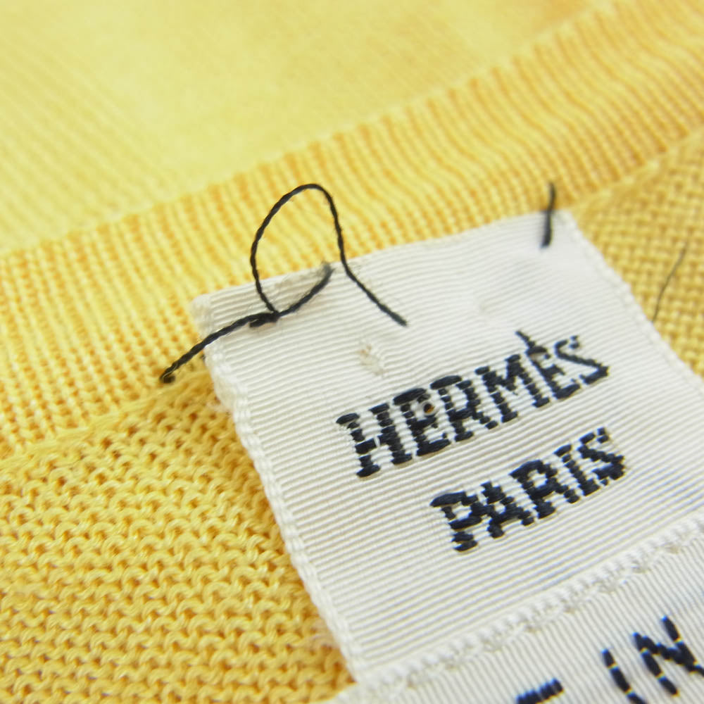 HERMES エルメス シルク混 コットン ニット カーディガン イエロー系 34【中古】