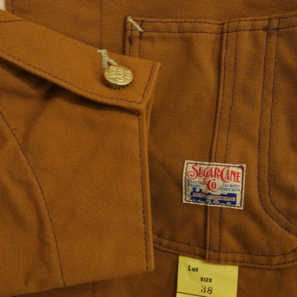 SUGAR CANE シュガーケーン SC15657 13oz. BROWN DUCK WORK COAT 13オンス ブラウンダック 生地 ワーク コート カバーオール ブラウン系 38【新古品】【未使用】【中古】
