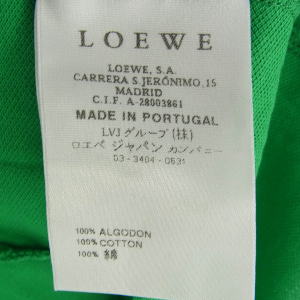 LOEWE ロエベ アナグラムロゴ刺? コットン 半袖 ポロシャツ グリーン グリーン系 L【中古】