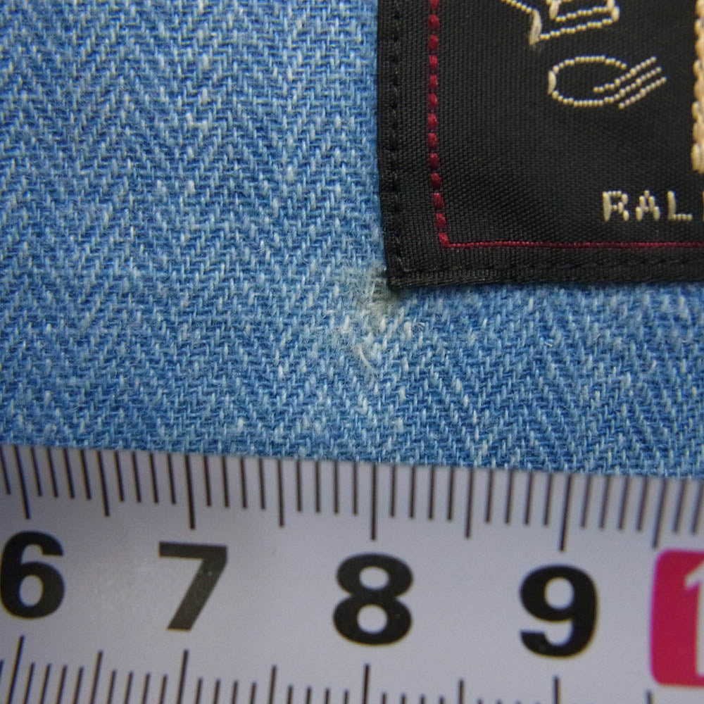 RRL ダブルアールエル ヘリンボーン デニム シャンブレー シャツ ジャケット インディゴブルー系 M【中古】