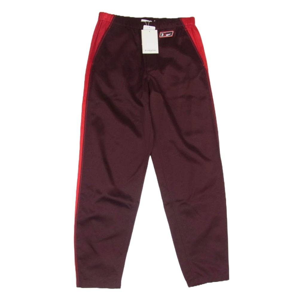 GIVENCHY ジバンシィ BM50671157 裾ジップ サイドライン トラックパンツ ジョガーパンツ エンジ系 44【極上美品】【中古】 GIVENCHY ジバンシィ BM50671157 裾ジップ サイドライン トラック
