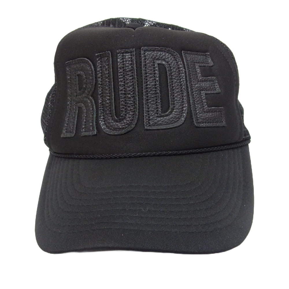 RUDE GALLERY ルードギャラリー レザー ロゴ メッシュ キャップ ブラック系【中古】